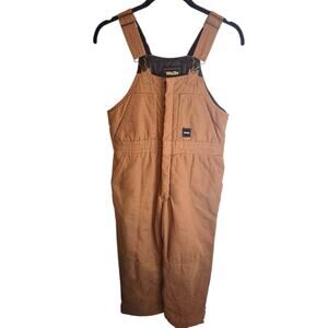 Walls Kidz Grow Bibs Overalls Boys Sz XL Brown Cushioned Padded Lined Cotton